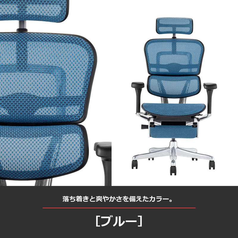 エルゴヒューマン Pro ブルー 【ジャンク】 エルゴヒューマンPro2オットマン-DR-ブラックフレーム(配送無料