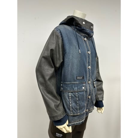 合皮デニムドッキング中綿アウター　66-6079