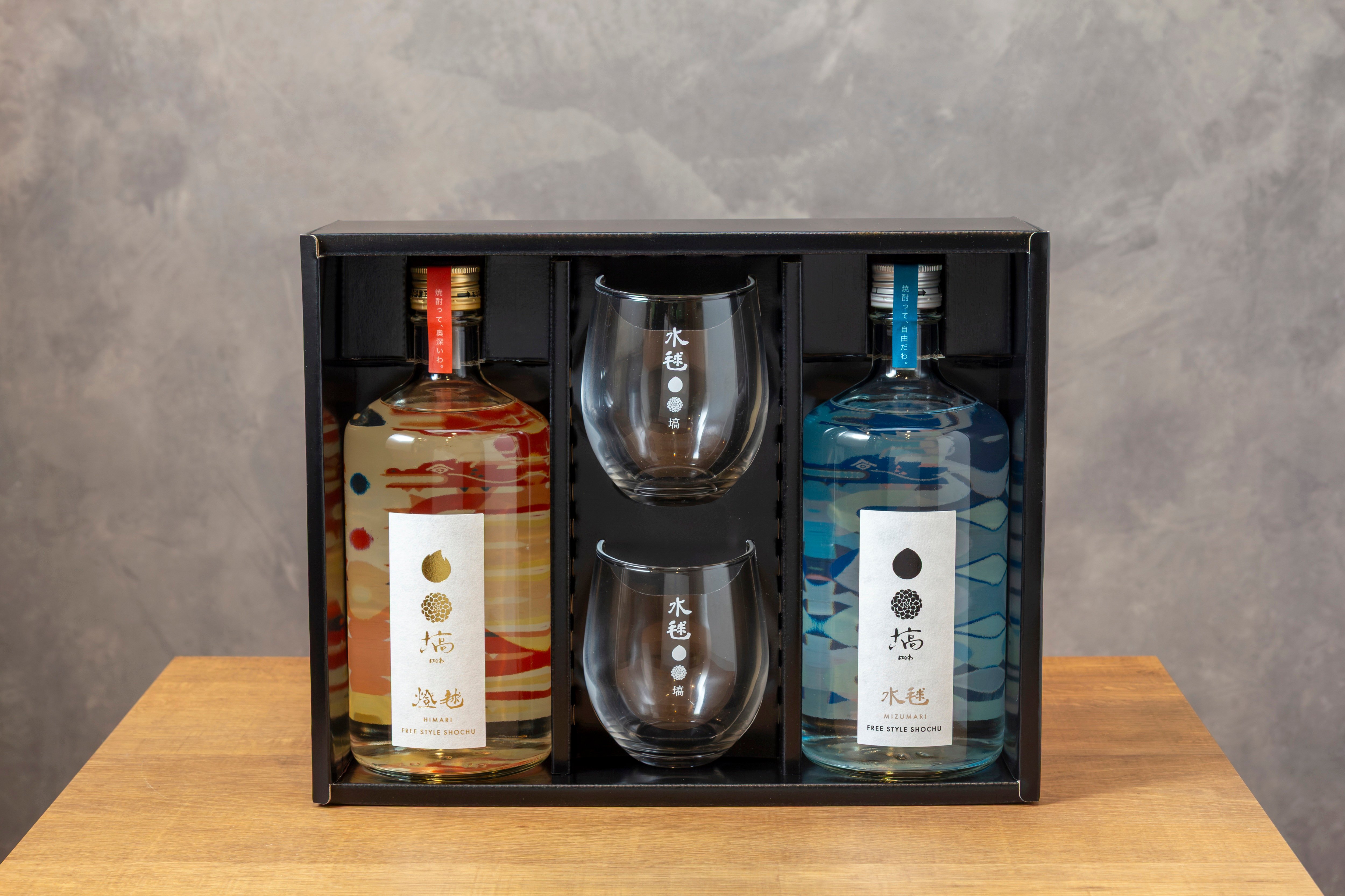 福島県産の本格麦焼酎｜＜お酒＞塙 水毬・塙 燈毬セット【奥久慈塙蒸留