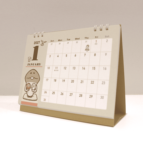 2027 なめこのカレンダー（壁掛け&卓上）