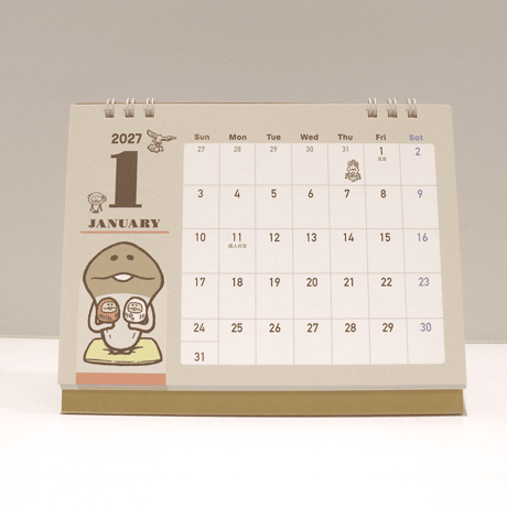 2027 なめこのカレンダー（壁掛け&卓上）