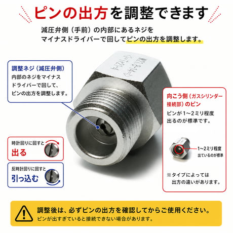 ミニガス変換アダプター W21.8-14 TR21-4 60Lガスシリンダー ミドボン対応減圧弁接続用