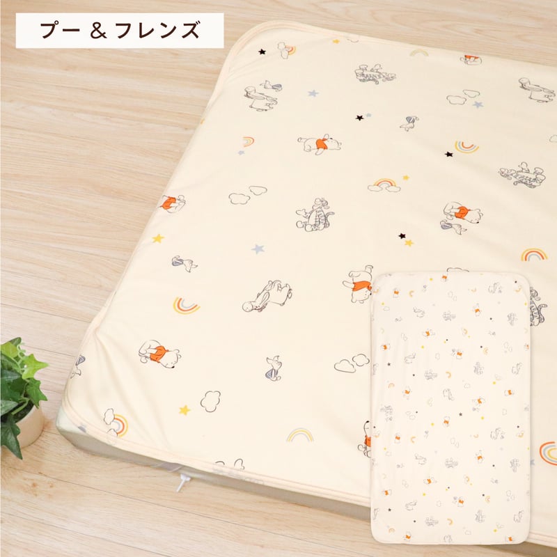 防水シーツ (60×90cm) ピーチスキン地 ディズニー プー ミッキー