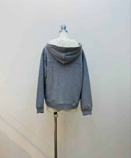 シフォンフランジレース×裏毛フーテッドパーカー
