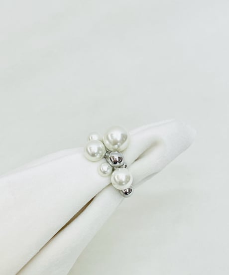 パール×メタル クラスターRing