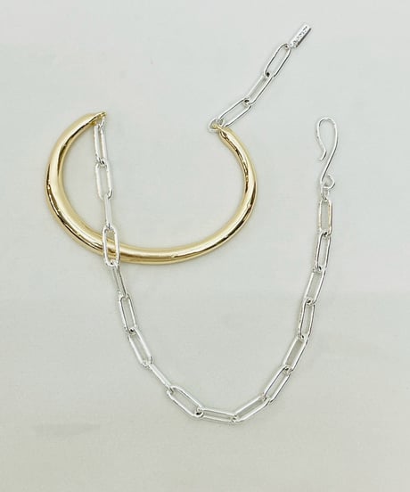 メタルライン×チェーン レイヤードブレスレット