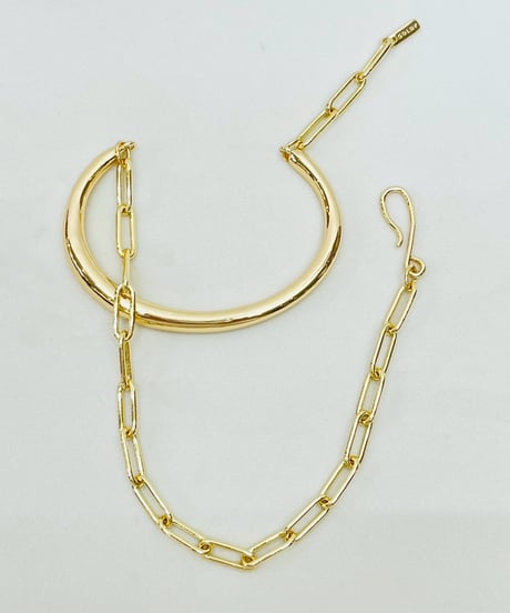 メタルライン×チェーン レイヤードブレスレット