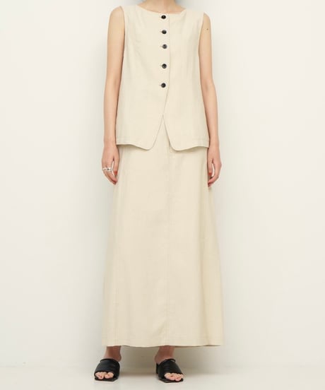麻ミックス スリットスカート