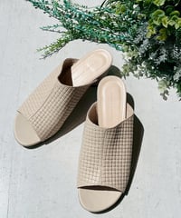 メッシュレザーミュールサンダル