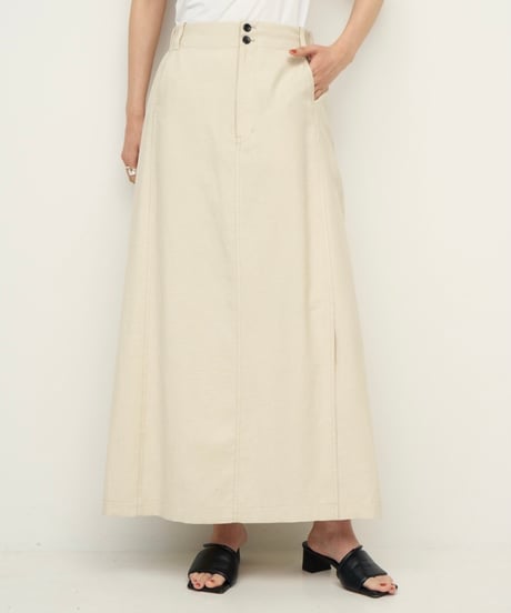 麻ミックス スリットスカート
