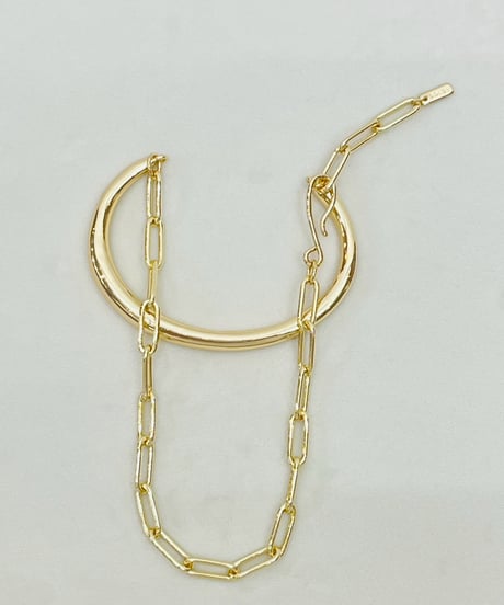 メタルライン×チェーン レイヤードブレスレット