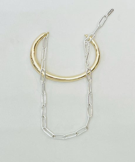 メタルライン×チェーン レイヤードブレスレット