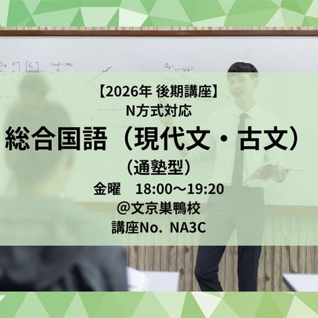 【2026年後期講座】 N方式対応総合国語(現代文・古文)（通塾型）