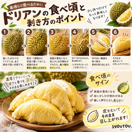 タイ産 金枕 ドリアン 2.6~3.2kg Ｌ号 生ドリアン 金枕 生ドリアン モントーン 新鮮ドリアン Monthong Durian