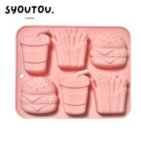 ファストフード シリコンモールド型 食品モールド 軽食 ハンバーガー フライドポテト 飲み物 食品サンプル ジャンクフード 抜き型　ムース型
