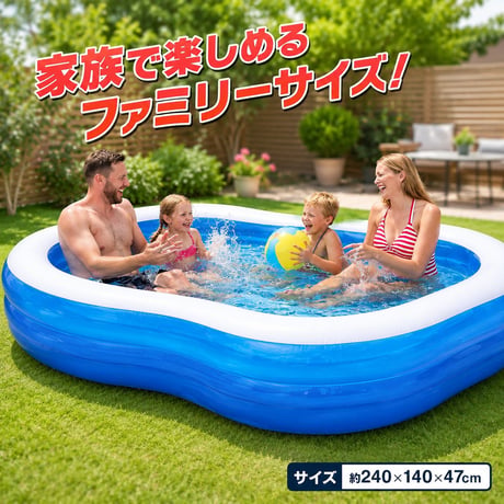 家庭用プール 空気入れ式240cm×140cmビニールプール 大型 大型ビニールプール ファミリープール インフレータブルプール
