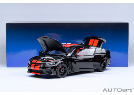 AUTOart 1/18　ダッジ チャージャー SRT ヘルキャット レッドアイ ジェイルブレイク （ブラック／オレンジ・ストライプ ＜PITCH BLACK＞）　71754
