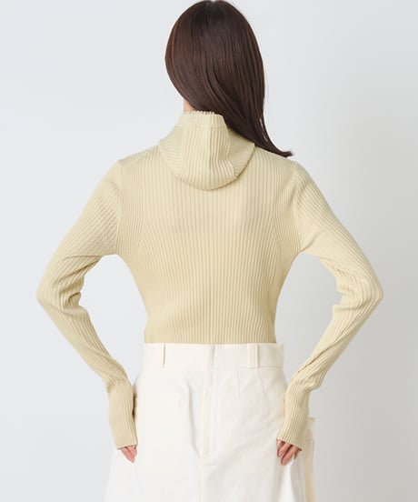 WOOL MIX RIB HOODDIE