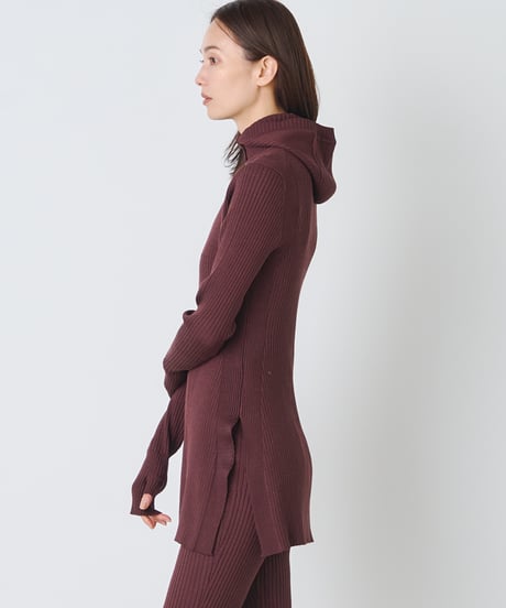 WOOL MIX RIB HOODDIE