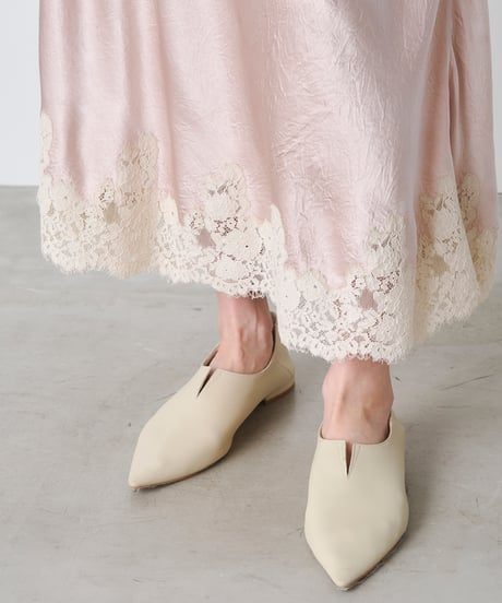 ACETATE SATIN LACE SKIRT