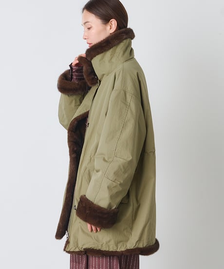 NYLON COTTON ×FUR REVERSIBLE COAT