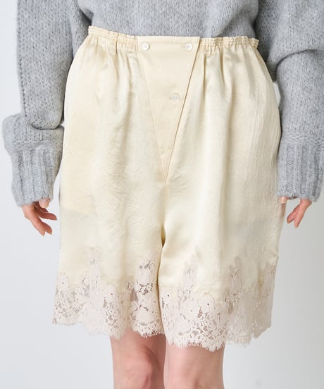 ACETATE SATIN LACE SHORTS
