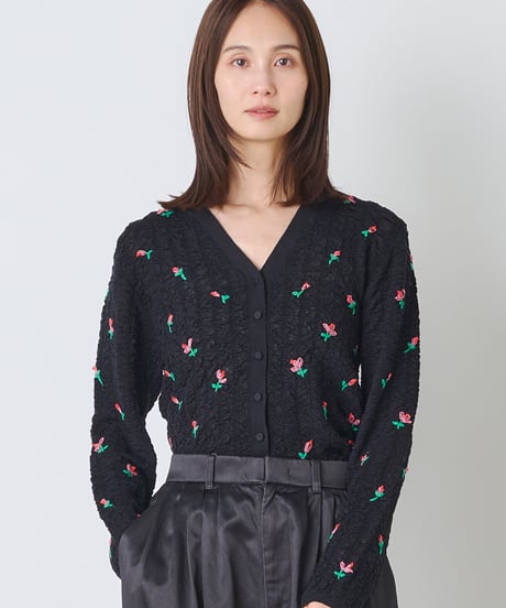 SMOKING KNIT FLOWER CARDIGAN