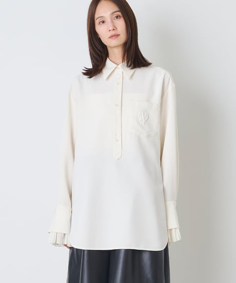 DOUBLEWEAVE ×PLEATS BLOUSE