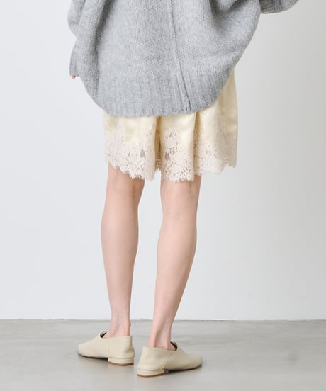 ACETATE SATIN LACE SHORTS