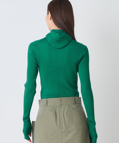 WOOL MIX RIB HOODDIE