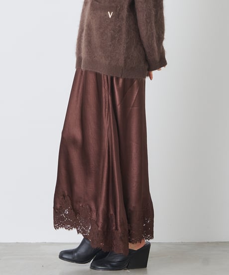 ACETATE SATIN LACE SKIRT