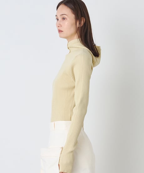 WOOL MIX RIB HOODDIE
