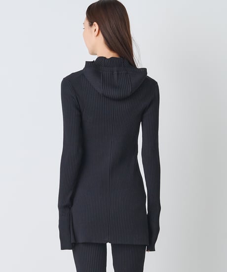 WOOL MIX RIB HOODDIE