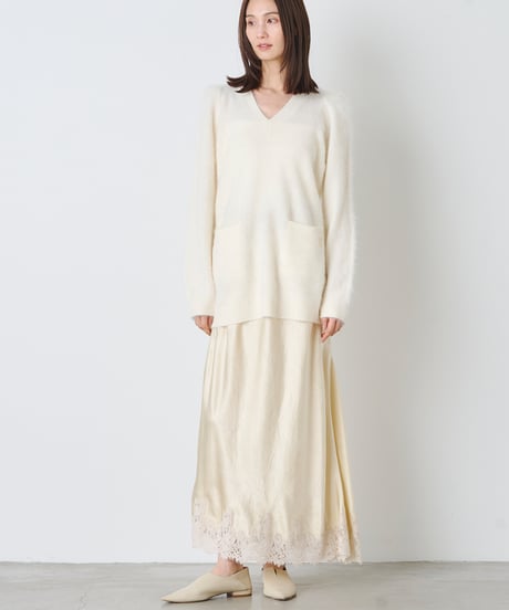 ACETATE SATIN LACE SKIRT