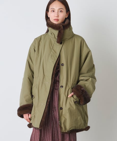 NYLON COTTON ×FUR REVERSIBLE COAT
