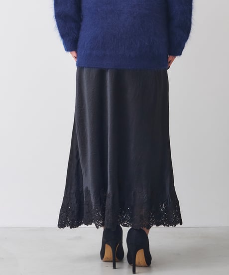 ACETATE SATIN LACE SKIRT