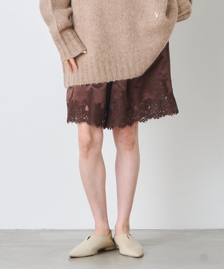 ACETATE SATIN LACE SHORTS