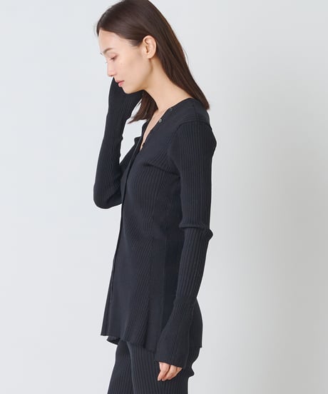 WOOL MIX RIB CARDIGAN
