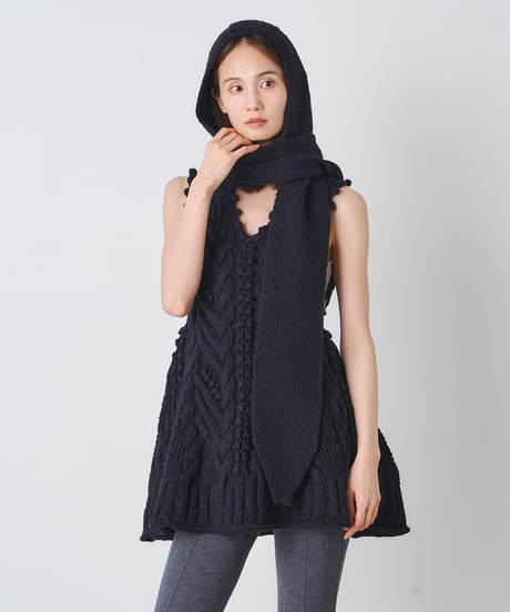ARAN KNIT　HOODIE STOLE