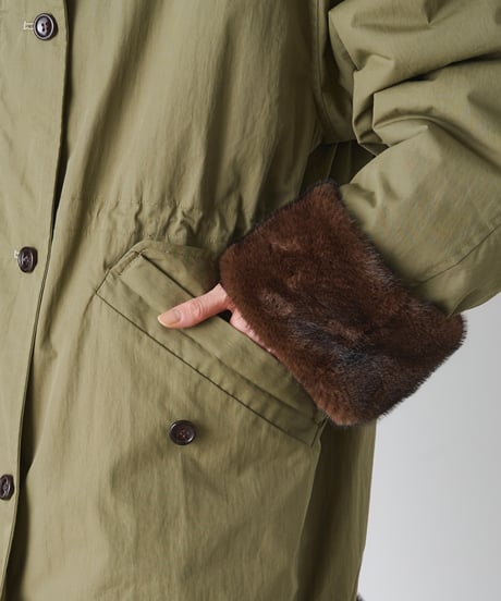 NYLON COTTON ×FUR REVERSIBLE COAT