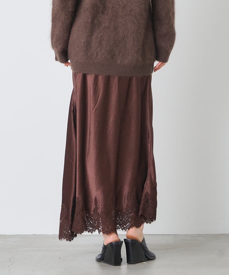 ACETATE SATIN LACE SKIRT
