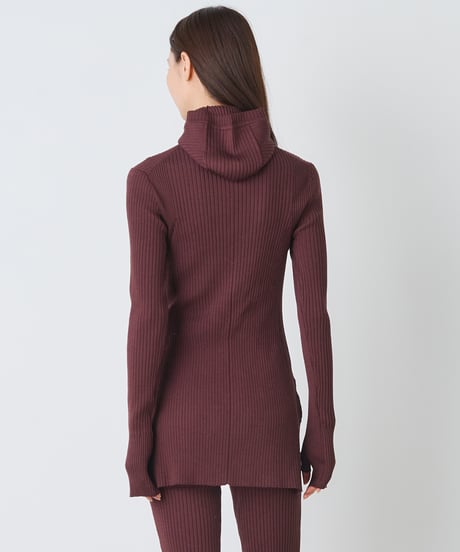 WOOL MIX RIB HOODDIE