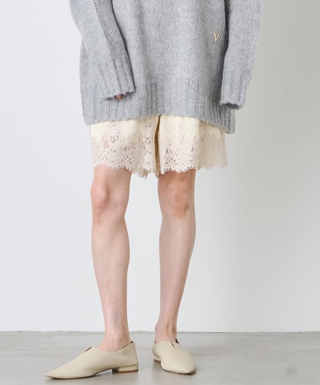 ACETATE SATIN LACE SHORTS