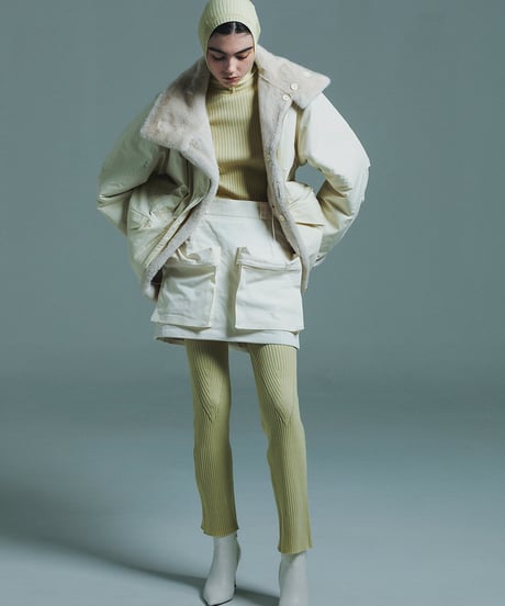 WOOL MIX RIB PANTS
