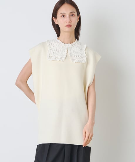 WOOL KNIT×CROCHET　COLLAR