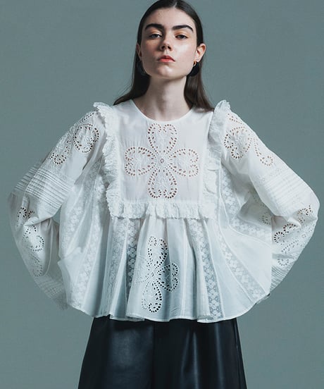 COTTON SILK　LACE　BLOUSE