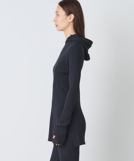 WOOL MIX RIB HOODDIE
