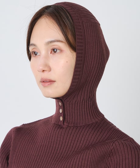 WOOL MIX RIB HOODDIE