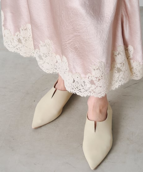 ACETATE SATIN LACE SKIRT