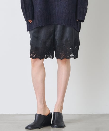 ACETATE SATIN LACE SHORTS